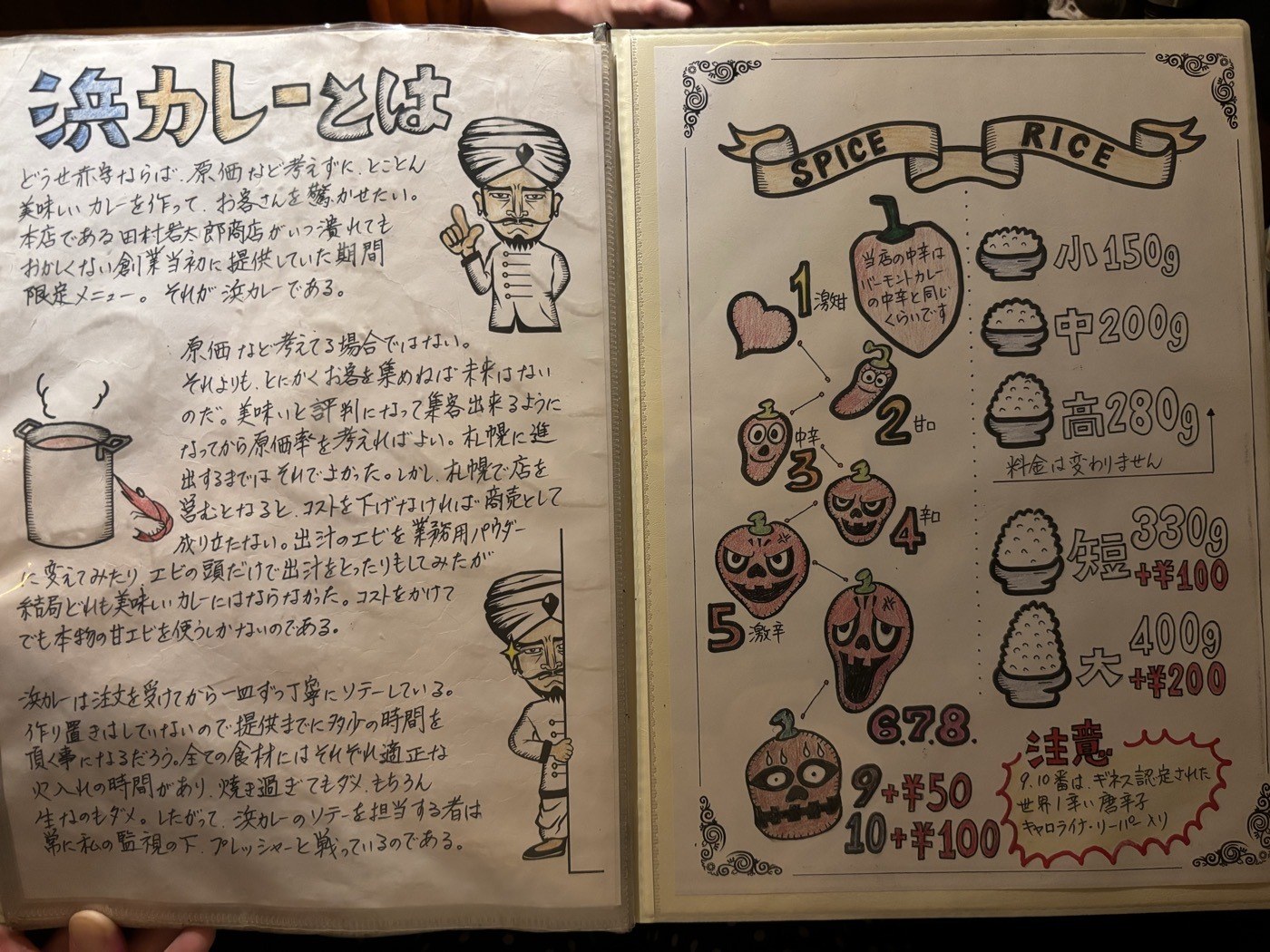 円山教授。のスパイスとライスのメニュー